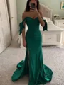 Sheath Sweetheart Sweep/Børste train Silkeeaktig Sateng Ermeløs Kjole