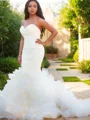 Trompet/Havfrue Sweetheart Bane-tog Organza Brudekjoleres