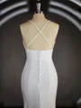 Sheath Halterneck Sweep/Børste train Strekk Crêpe Brudekjoleres med Benspalte