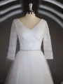 A-line kjole Sweetheart Sweep/Børste train Tyll Brudekjoleres med Volanger
