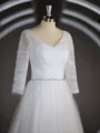 A-line kjole Sweetheart Sweep/Børste train Tyll Brudekjoleres med Volanger