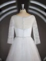 A-line kjole Sweetheart Sweep/Børste train Tyll Brudekjoleres med Volanger