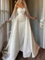 Sheath Sweetheart Profilering Gulvlengde Satin Convertible Brudekjoler