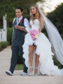 A-line kjole Sweetheart Asymmetrisk Organza Brudekjoleres