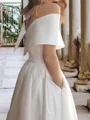 A-line kjole Bare Skuldre Plissert Te-Lengde Satin Brudekjoler