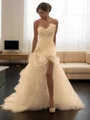 Ballkjole/Prinsesse Sweetheart Sweep/Børste train Organza Brudekjoleres Med Benspalte