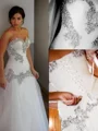 A-line kjole Sweetheart Gulvlengde Tyll Brudekjoleres Med Rhinen Stein