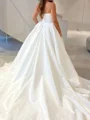 A-line kjole Rett Plissert Katedral Slep Satin Korsett Brudekjoler