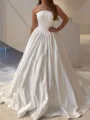 A-line kjole Rett Plissert Katedral Slep Satin Korsett Brudekjoler