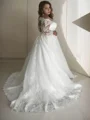A-line kjole Bare Skuldre Bane-tog Tyll Brudekjoleres Med Belte/Sash