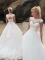 Ballkjole/Prinsesse Båthals Bane-tog Tyll Brudekjoleres Med Belte/Sash