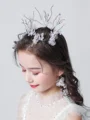 Fascinerende kobber med imitert perle tiara (med øredobber)