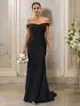 Sheath Jersey Ruched Bare Skuldre Ermeløs Sweep/Børste train Brudepikekjoler