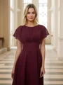 A-line kjole Chiffong Ruched Scoop Kortermer Asymmetrisk Brudepikekjoler