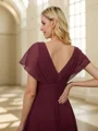 A-line kjole Chiffong Ruched Scoop Kortermer Asymmetrisk Brudepikekjoler
