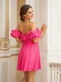 A-line kjole Chiffong Ruched Bare Skuldre Kortermer Kort/Mini Kjoler
