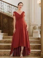 A-line kjole Chiffong Ruched V-hals Kortermer Asymmetrisk Brudens Mor Kjole