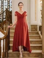 A-line kjole Chiffong Ruched V-hals Kortermer Asymmetrisk Brudens Mor Kjole