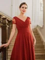 A-line kjole Chiffong Ruched V-hals Kortermer Asymmetrisk Brudens Mor Kjole