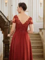 A-line kjole Chiffong Ruched V-hals Kortermer Asymmetrisk Brudens Mor Kjole