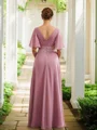 A-line kjole Chiffong Ruched V-hals Halvlang Gulvlengde Brudens Mor Kjole