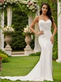 Sheath Strekk Crêpe Ruched Spaghetti Ermeløs Bane-tog Brudekjoler