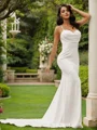 Sheath Strekk Crêpe Ruched Spaghetti Ermeløs Bane-tog Brudekjoler