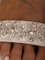 Women's PU With Rhinestone Peep Toe Flat Heel Wedding Shoes