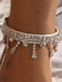 Women's PU With Rhinestone Peep Toe Flat Heel Wedding Shoes