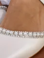 Dame PU med rhinestone lukket tå chunky hæl bryllupssko
