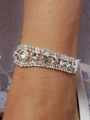 Dame PU med rhinestone lukket tå chunky hæl bryllupssko