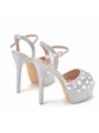 Dame PU Peep Toe med Rhinestone stiletto hæl sko