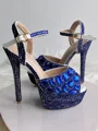 Dame PU Peep Toe med Rhinestone stiletto hæl sko