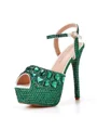 Dame PU Peep Toe med Rhinestone stiletto hæl sko