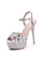Dame PU Peep Toe med Rhinestone stiletto hæl sko