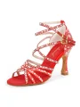 Kvinners Satin Apen skotupp med Rhinen Stein Stiletthal Sko