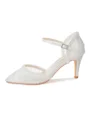 Kvinners Tyll Closed Toe med Imitation Pearl Stiletthal Sko