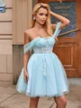 Ballkjole/Prinsesse Bare Skuldre Applikasjoner Blonder Kort/Mini Tyll Korsett Kjole