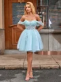 Ballkjole/Prinsesse Bare Skuldre Applikasjoner Blonder Kort/Mini Tyll Korsett Kjole
