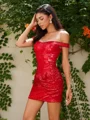 Sheath Bare Skuldre Plissert Kort/Mini Korsett Kjole