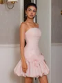 Sheath Rett Blomst Kort/Mini Organza Korsett Kjole