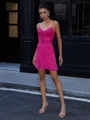 Sheath Sweetheart Applikasjoner Blonder Kort/Mini Chiffong Korsett Kjole