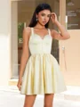 A-line kjole Stropper Applikasjoner Blonder Kort/Mini Satin Korsett Kjole