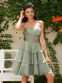 A-line kjole Sweetheart Brusende Volanger Kort/Mini Chiffong Korsett Kjole