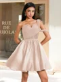 Ballkjole/Prinsesse En skuldret Plissert Kort/Mini Satin Korsett Kjole