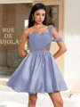 Ballkjole/Prinsesse En skuldret Plissert Kort/Mini Satin Korsett Kjole
