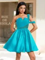Ballkjole/Prinsesse En skuldret Plissert Kort/Mini Satin Korsett Kjole