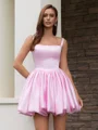 Ballkjole/Prinsesse Stropper Kort/Mini Satin Kjole