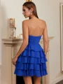 A-line kjole Sweetheart Brusende Volanger Kort/Mini Chiffong Korsett Kjole