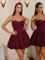 Ballkjole/Prinsesse Spaghetti Plissert Kort/Mini Kjole